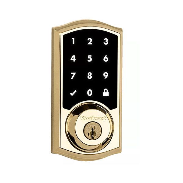 Kwikset - 916 - SmartCode Traditional Electronic Deadbolt - with Zigbee Technology - L03 - Lifetime Polished Brass - Grade 2 - UHS Hardware