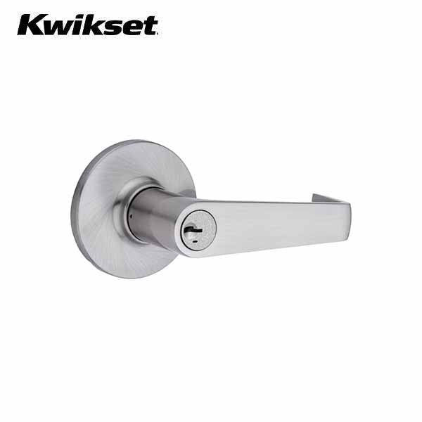 Kwikset - 438 - Carson Commercial Lever - Round Rose - 26D - Satin Chrome - Entrance - SC1 Schlage - SmartKey Technology - Grade 3 - UHS Hardware