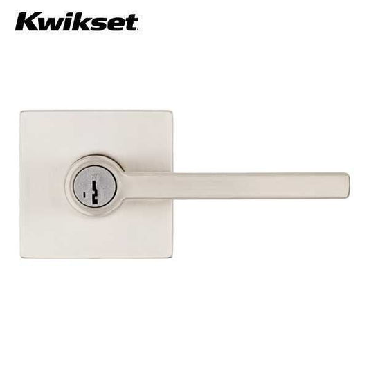 Kwikset - 740HFL - Halifax Lever Set - Square Rose - 15 - Satin Nickel - Entrance - SC1 Schlage - SmartKey Technology - Grade 2 - UHS Hardware