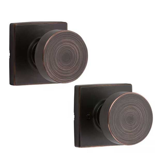 Kwikset - 720PSK - Pismo Knob  - Square Rose - Passage - 11P - Venetian Bronze - SmartKey Technology - Grade 3 - UHS Hardware