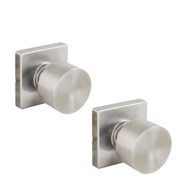 Contemporary Flat Ball Door Knob Set - Passage - Square Rose - Satin Nickel - Grade 3 - UHS Hardware