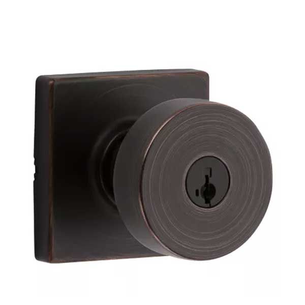 Kwikset - 740PSK - Pismo Knob  - Square Rose - Entrance - 11P - Venetian Bronze - SmartKey Technology - Grade 3 - UHS Hardware