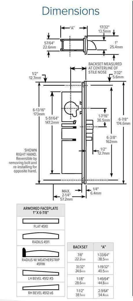 Adams Rite - 4510 -  Standard Duty Deadlatch -  1-1/2"  Backset - LH /RHR - Mortised  2-5/8"  - FLT/ST - Flat Faceplate - Aluminum - Metal Door - UHS Hardware