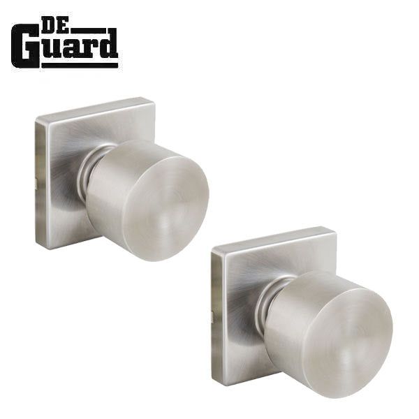 Contemporary Flat Ball Door Knob Set - Passage - Square Rose - Satin Nickel - Grade 3 - UHS Hardware