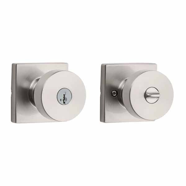 Kwikset - 740 - Pismo Knob - Square Rose - 15 - Satin Nickel - Entrance - SC1 Schlage - SmartKey Technology - Grade AAA - UHS Hardware