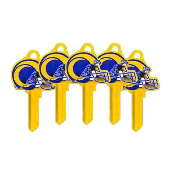 ILCO - NFL TeamKeys - Helmet Edition - Key Blank - Los Angeles Rams - KW1 (5 Pack) - UHS Hardware