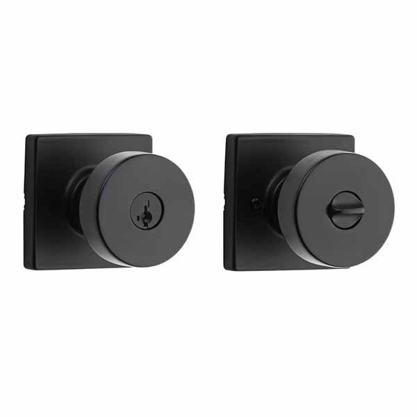 Kwikset - 740 - Pismo Knob - Square Rose - 514 - Matte Black - Entrance - SC1 Schlage - SmartKey Technology - Grade AAA - UHS Hardware