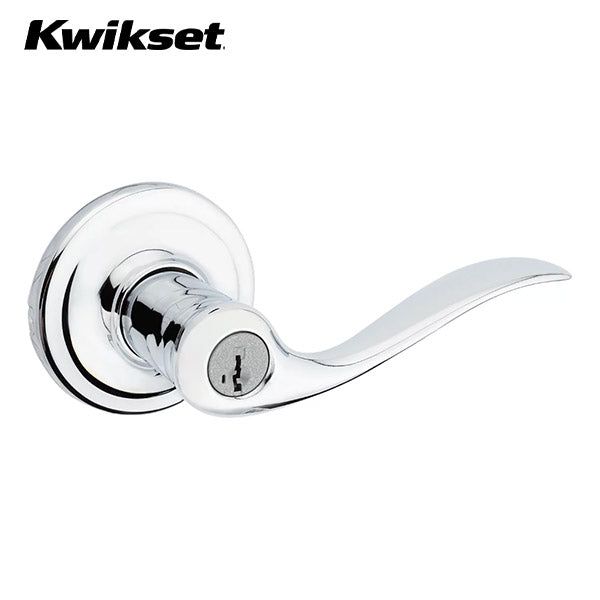 Kwikset - 740TNL - Tustin Lever - Round Rose - Entry - 26 - Polished Chrome - SmartKey Technology - Grade 2 - UHS Hardware