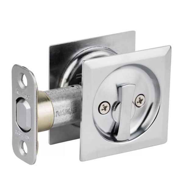 Kwikset - 93350 - Square  Pocket Door Lock - Privacy - 26D - Satin Chrome - UHS Hardware