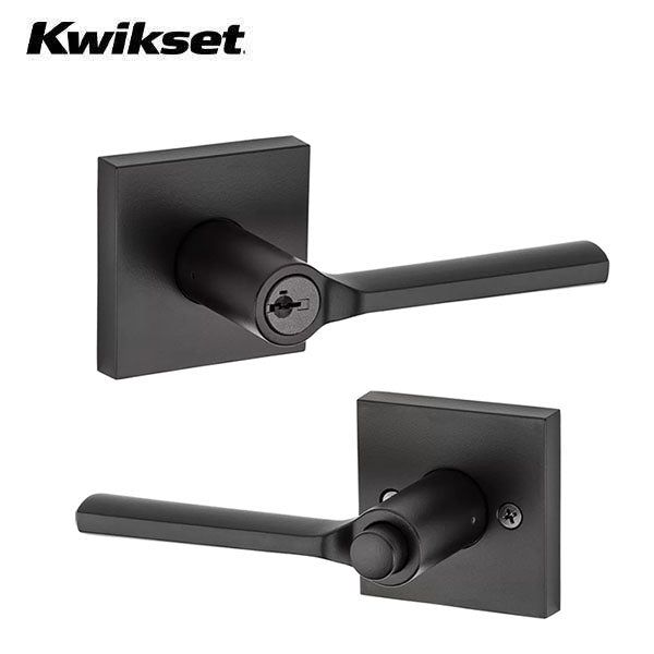 Kwikset - 156 - Lisbon Lever - Square Rose - 514 - Matte Black - Entrance - SmartKey Technology - Grade 2 - UHS Hardware