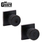 Contemporary Flat Ball Door Knob Set - Entrance - Square Rose - Aged Bronze - Grade 3 - UHS Hardware