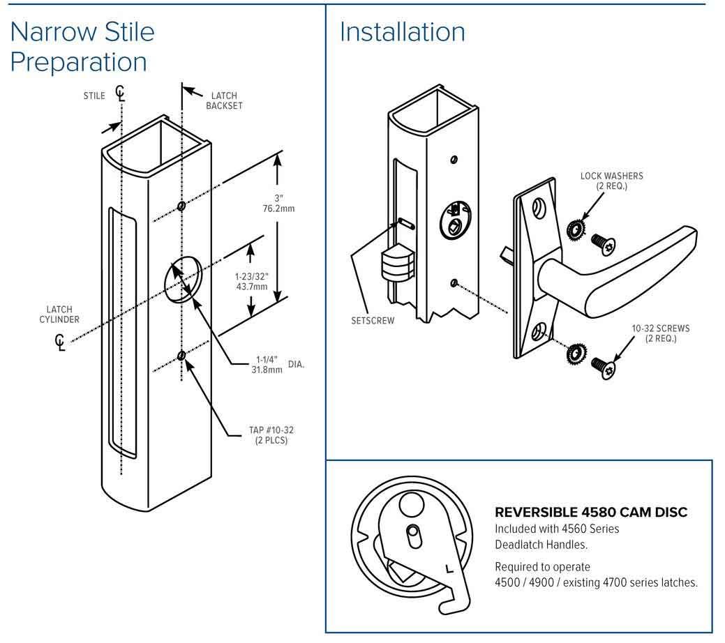 Adams Rite - 4568 - Deadlatch Handle - ADA Flat Handle - LH or LHR - 1-3/4" to 2" Door - Aluminum Anodized - UHS Hardware