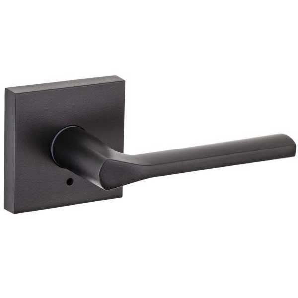 Kwikset - 155LSL - Lisbon Privacy Lever - Square Rose - 514 - Matte Black - Grade 2 - UHS Hardware