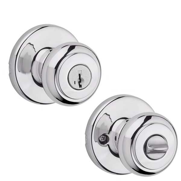 Kwikset - 400CV - Cove Knob  - Round Rose - Entrance - 26 - Polished Chrome - SmartKey Technology - Grade 3 - UHS Hardware