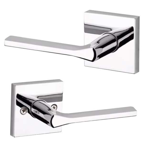 Kwikset - 154LSL - Lisbon Passage Lever - Square Rose - 26 - Polished Chrome - Grade 2 - UHS Hardware