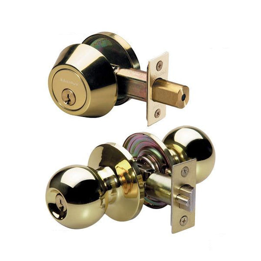Master Lock - BACCON0603 - Combo Lockset - Ball Style Knob - Single Cylinder Deadbolt - Polished Brass - Entrance - KW1 - Grade 3 - UHS Hardware