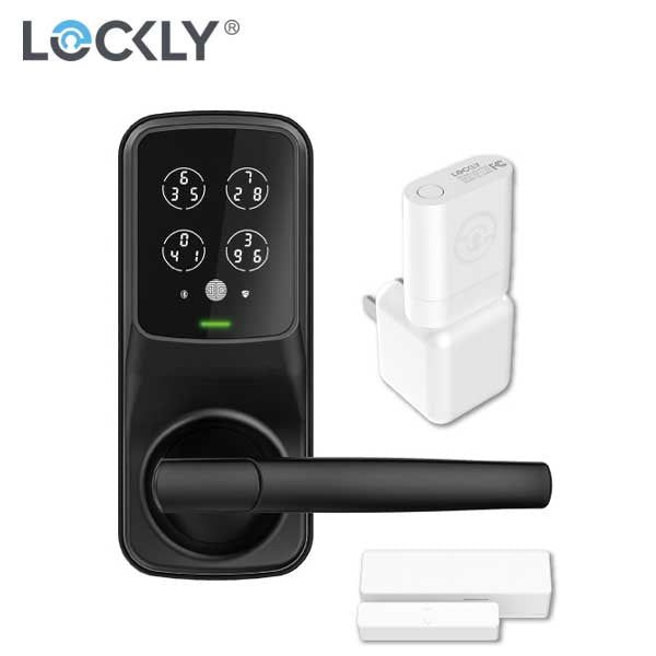 Lockly - PGD628WMB -  Secure PRO Biometric Electronic Lever Latch - Fingerprint Reader - Bluetooth - WiFi Hub - Matte Black - UHS Hardware