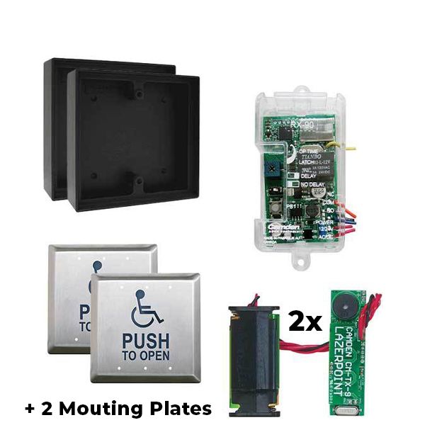 Camden - RFL454-S/A - Wireless Switch Kit w/ Advanced Receiver - Surface Box - Push Plate Switch & Mounting Plates & Wall Switch Transmitter - UHS Hardware
