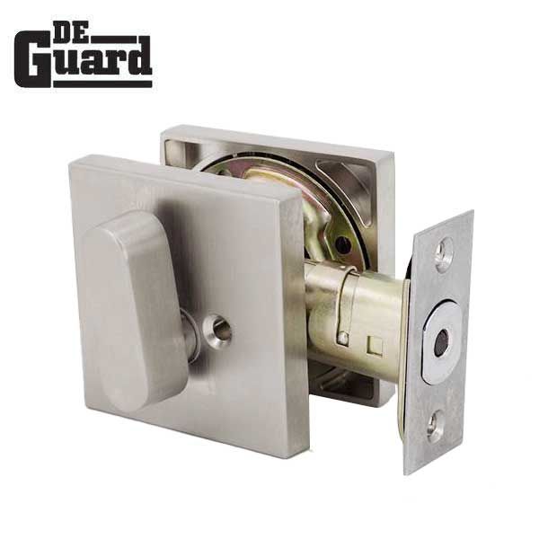 Premium Single Cylinder Contemporary Deadbolt - Square Rose - Satin Stainless -  Grade 3 - ( SC1 / KW1 ) - UHS Hardware