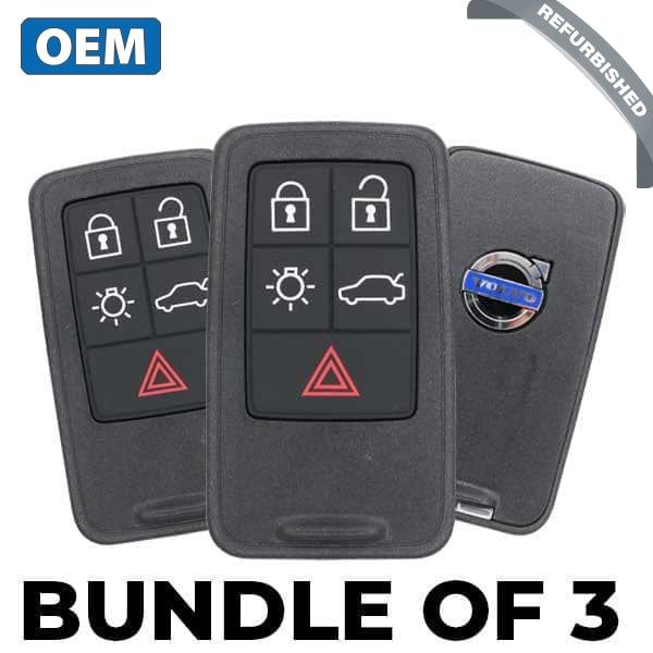 3 X 2007-2017 Volvo / 5-Button Smart Key W/ Approach Lights Pn: 30659607 Kr55Wk49264 (Bundle Of 3)