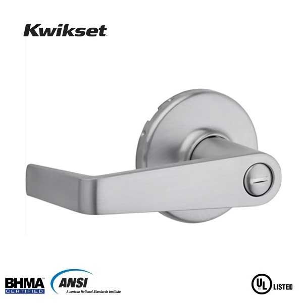 Kwikset - 733 - Kingston Push Button Commercial Lever - Privacy - 26D - Satin Chrome - Grade 2 - UHS Hardware