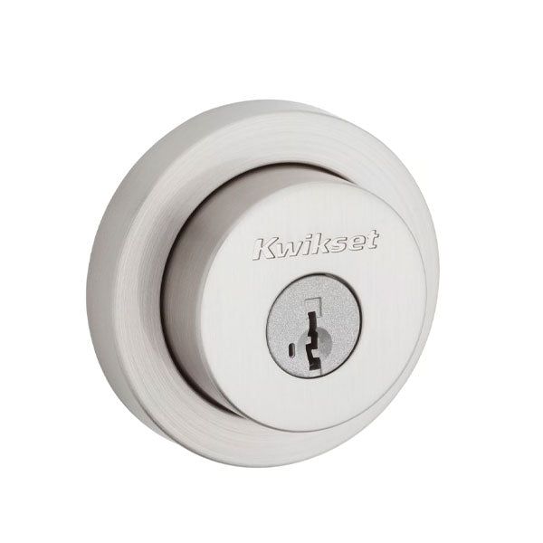 Kwikset -158 - Milan Single Cylinder Deadbolt - Round Rose - 15 - Satin Nickel - SmartKey Technology - Grade 2 - UHS Hardware