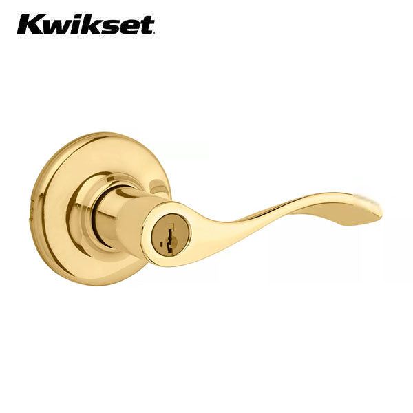 Kwikset - 405 - Balboa Lever - Round Rose - 3 - Polished Brass - Entrance - Grade 3 - UHS Hardware