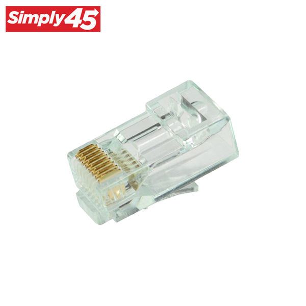 Simply45 - S45-1601 - Unshielded - Pass-Through RJ45 Modular Plugs - Green Tint - Commercial Rated - for Cat6 UTP Solid / Cat5e/6 UTP Stranded - Clamshell of 50 - UHS Hardware