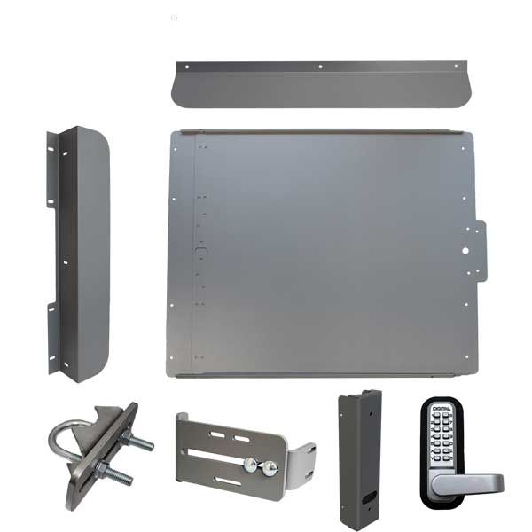 Lockey - ED60S - Edge Panic Shield Security Kit - With Jamb Stop , Keypad Lock and Gate Box - Silver - UHS Hardware