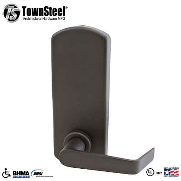 TownSteel - XCE2010S - Electronic Push Button Lever Lock - Rigid Lever - Dark Oxidized Bronze  - Grade 1 - UHS Hardware