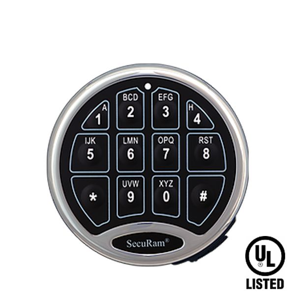 SECURAM - SafeLogic Basic Electronic Safe Keypad SwingBolt Lock - UL Listed - Satin Chrome - UHS Hardware