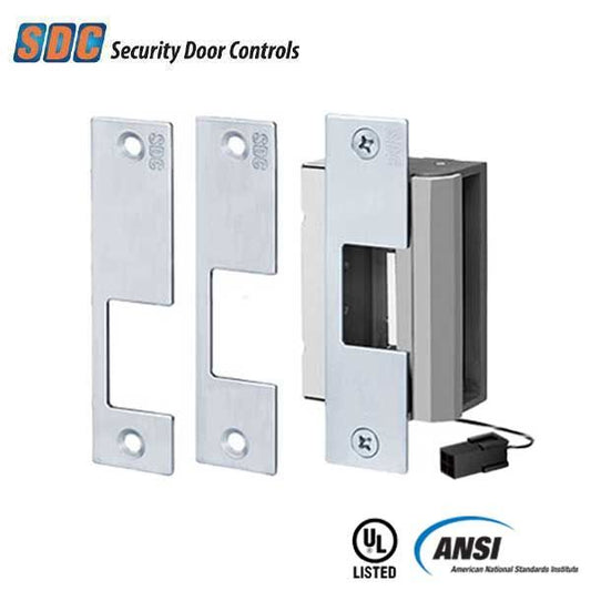 SDC - Electrified Universal Strike - Fail Safe / Fail Secure - 12/24VDC - 3 Faceplates - Satin stainless Steel - Grade 1 - UHS Hardware