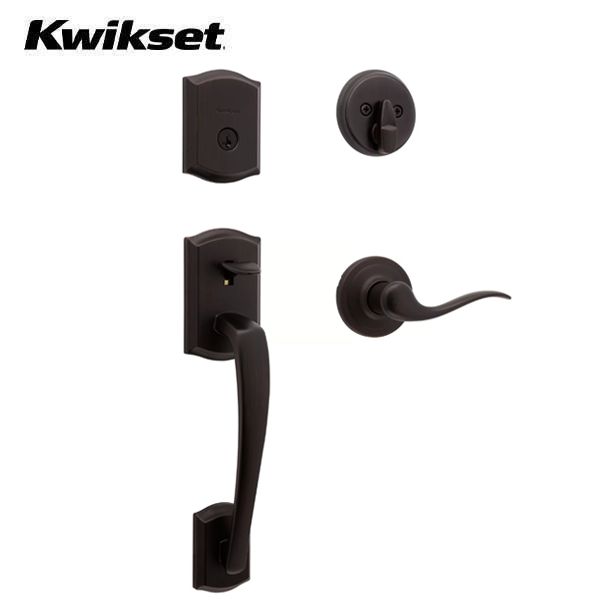 Kwikset - 818PTHXTNL - Prescott Handleset with Tustin Lever - Deadbolt Keyed One Side - Featuring SmartKey - Square Rose - 11P - Venetian Bronze - Entrance - Grade AAA - UHS Hardware