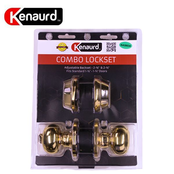 Premium Combo Lockset - Knob & Double Cylinder Deadbolt - Entrance - Polished Brass - Retail Packaging - KW1 / SC1 - Grade 3 - UHS Hardware