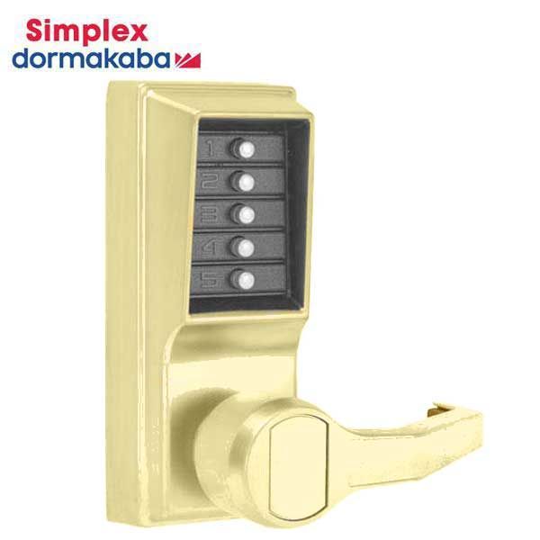 Simplex - LR1011 - Mechanical Pushbutton Cylindrical Lever Set - 2¾" Backset - Antique Brass - RH/RHR - UHS Hardware