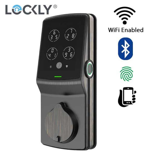 Lockly - PGD728WVB - Secure PRO Biometric Electronic Deadbolt - Fingerprint Reader - Bluetooth - WiFi Hub - Venetian Bronze - UHS Hardware