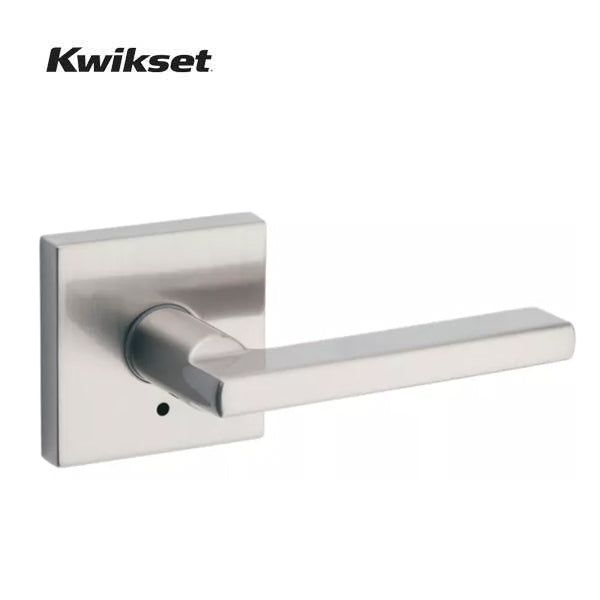 Kwikset - 155HFL - Halifax Privacy Lever - Square Rose - 15 -  Satin Nickel -  Grade 2 - UHS Hardware