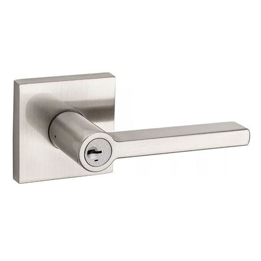 Kwikset - 156 - Halifax Lever - Square Rose - 15 - Satin Nickel - Entrance - SmartKey Technology - Grade 2 - UHS Hardware