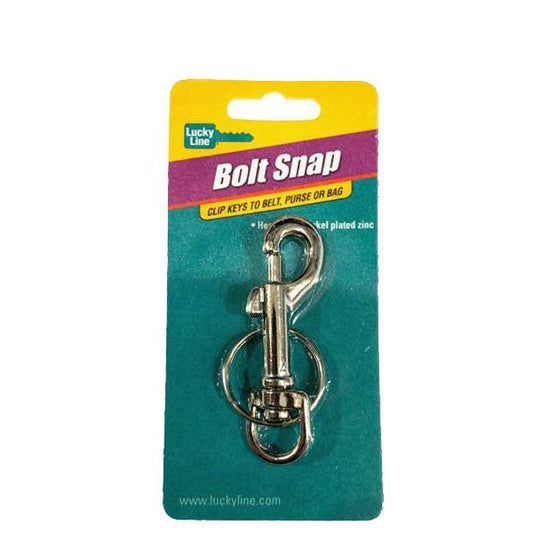 LuckyLine - 45101 - Bolt Snap with Split Key Ring - Nickel-Plated Zinc - 1 Retail Pack - UHS Hardware