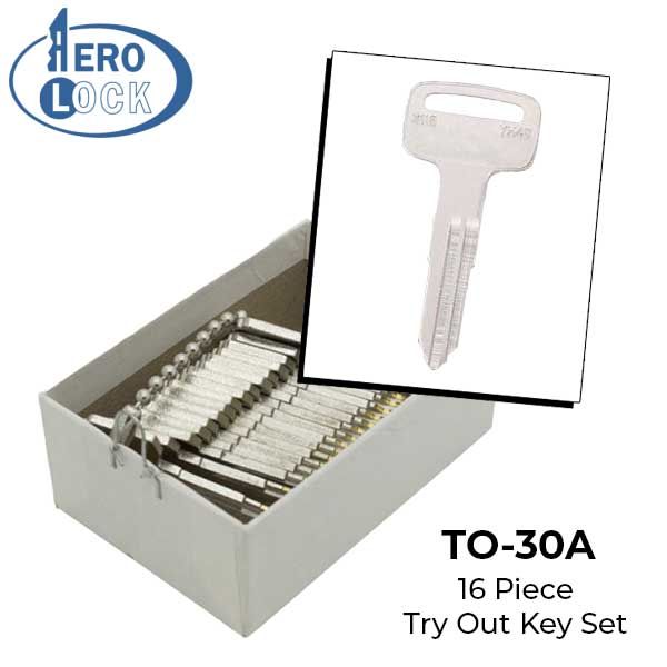 AeroLock - TO-30A - Yamaha/Suzuki 1981+ - All Locks Try-Out Key Set - YH49 - 16 Keys - UHS Hardware