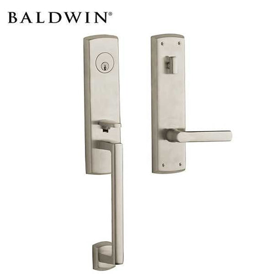 Baldwin Estate - 85387.LENT - Soho Lever Handleset - Singl Cyl - Interior Lever - 056 - Lifetime Satin Nickel - Entrance - Grade 2 - LH - UHS Hardware