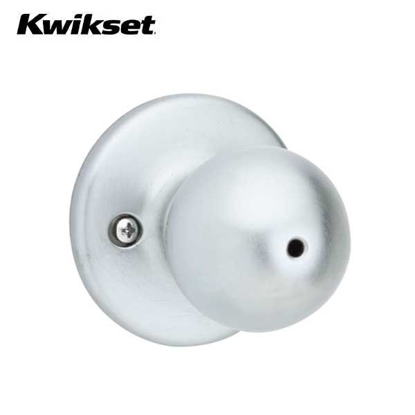 Kwikset - 300P - Polo Knob - Round Rose - Privacy - 26D - Satin Chrome - Grade 3 - UHS Hardware