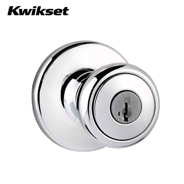 Kwikset - 400T - Tylo Knob  - Round Rose - Entrance - 26 - Polished Chrome - SmartKey Technology - Grade 3 - UHS Hardware