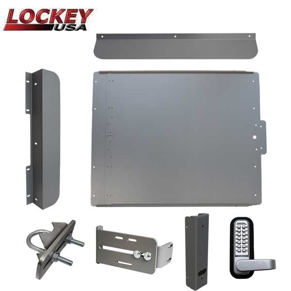 Lockey - ED60S - Edge Panic Shield Security Kit - With Jamb Stop , Keypad Lock and Gate Box - Silver - UHS Hardware