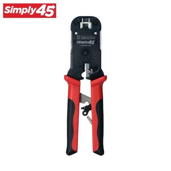 Simply45 - S45-C100 - RJ45 Pass-Through Crimp Tool - Built-in Stripper / Cutter - for UTP & Internal Ground Shielded Pass-Through RJ45 Modular Plugs - UHS Hardware