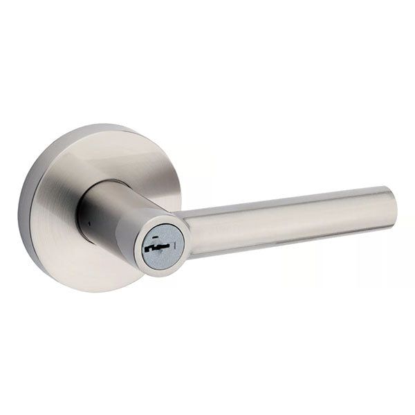 Kwikset - 156 - Milan Lever - Round Rose - 15 - Satin Nickel - Entrance - SmartKey Technology - Grade 2 - UHS Hardware