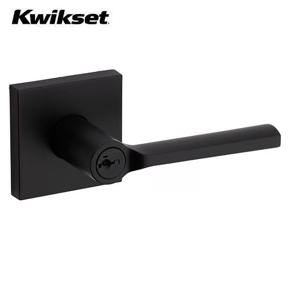 Kwikset - 156 - Lisbon Lever - Square Rose - 514 - Matte Black - Entrance - SmartKey Technology - Grade 2 - UHS Hardware