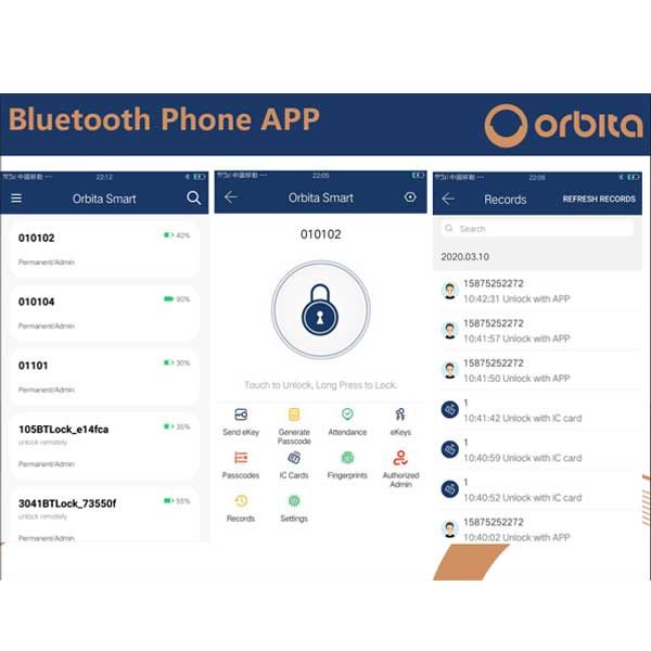 Orbita - E3042 - Mortise Hotel Lock - Bluetooth & RFID - 6 VDC - Silver - Grade 2 - UHS Hardware