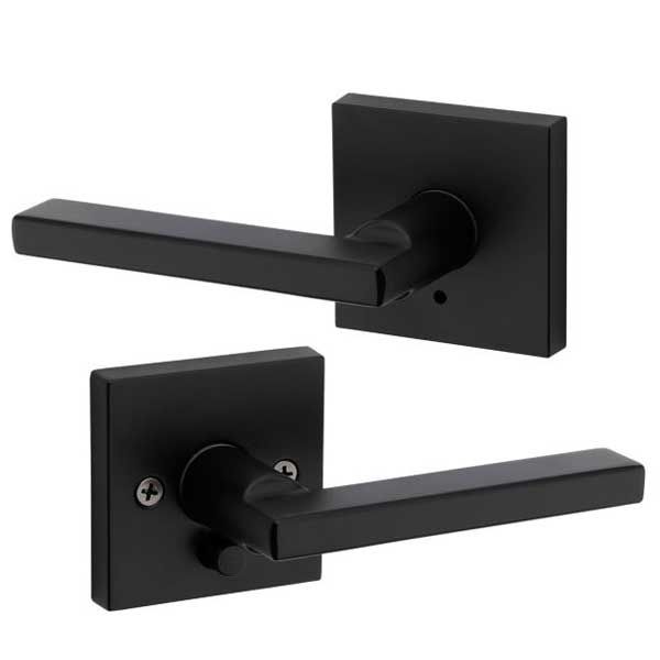 Kwikset - 155HFL - Halifax Privacy Lever - Square Rose - 514 - Matte Black -  Grade 2 - UHS Hardware