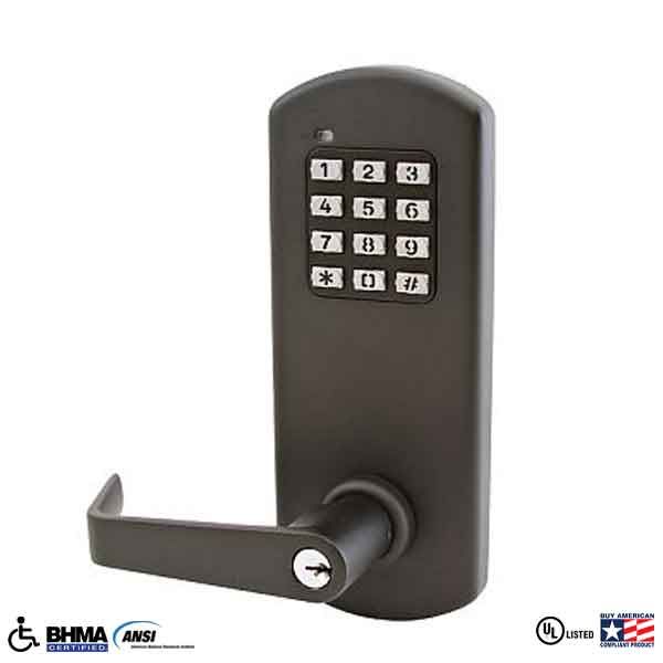 TownSteel - XCE2010S - Electronic Push Button Lever Lock - Rigid Lever - Dark Oxidized Bronze  - Grade 1 - UHS Hardware